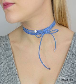 Naszyjnik choker bransoletka niebieski rzemyk z gwiazdką DIA-NSZ-0063-NIEBIESKI (4).JPG