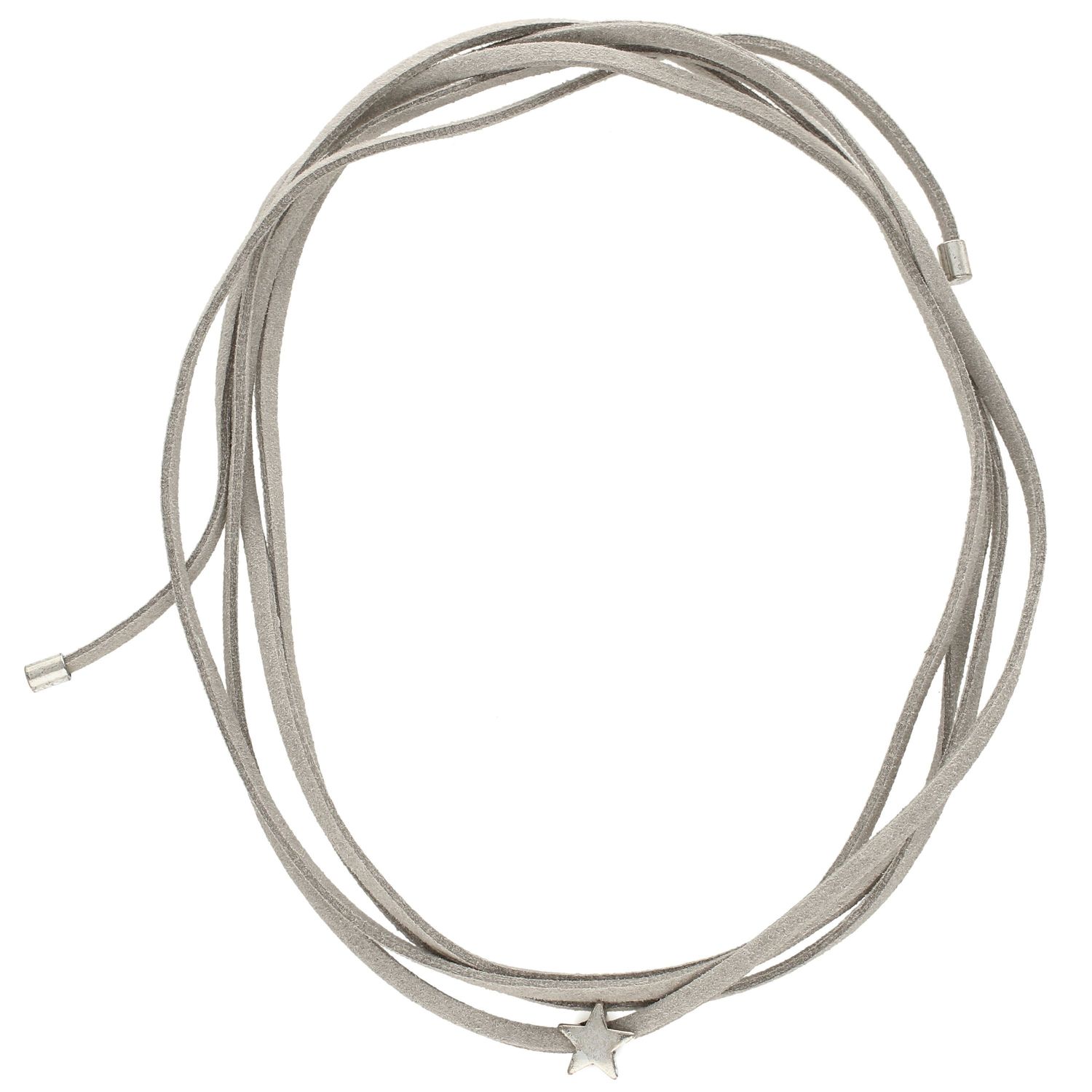 Naszyjnik choker bransoletka szary rzemyk z gwiazdką DIA-NSZ-0064-SZARY.jpg