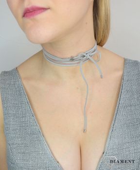 Naszyjnik choker bransoletka szary rzemyk z gwiazdką DIA-NSZ-0064-SZARY (7).JPG