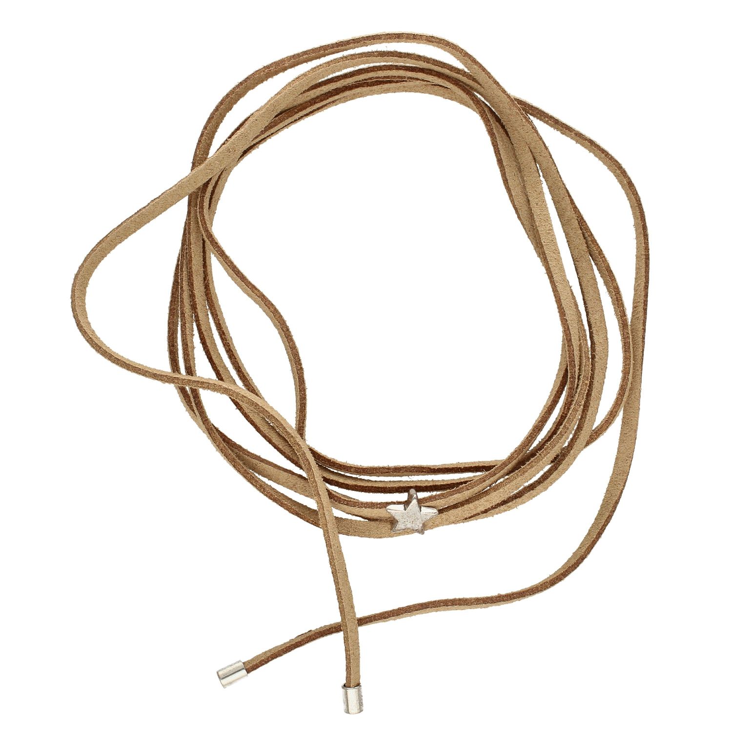 Naszyjnik choker bransoletka beżowy rzemyk z gwiazdką DIA-NSZ-0065-BEŻ.jpg