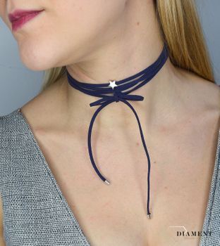 Naszyjnik choker bransoletka granatowy rzemyk z gwiazdką DIA-NSZ-0066-GRANAT11.JPG