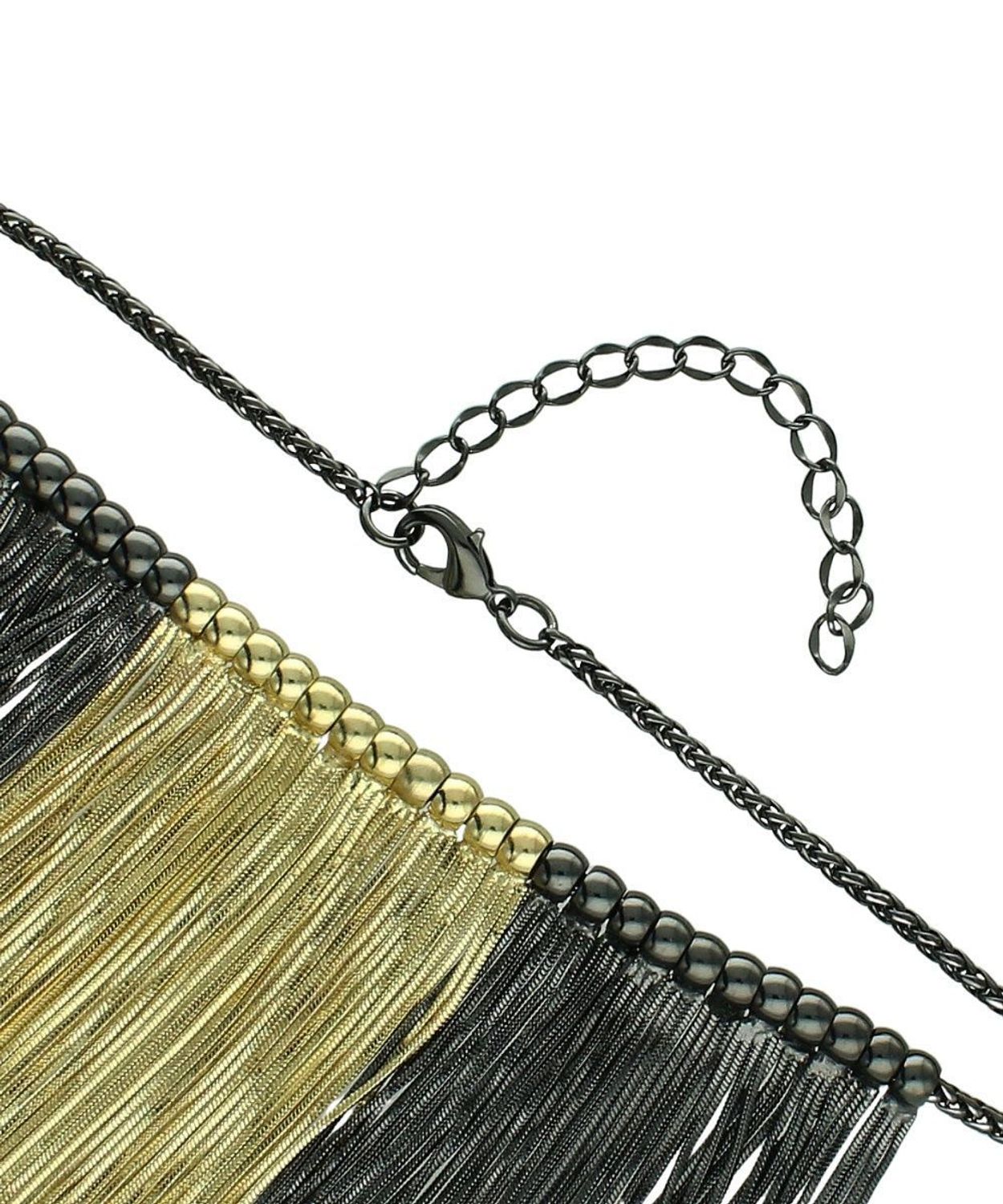 Naszyjnik damski czarno-złoty z łańcuszkami – nowoczesna elegancka biżuteria fashion.jpg