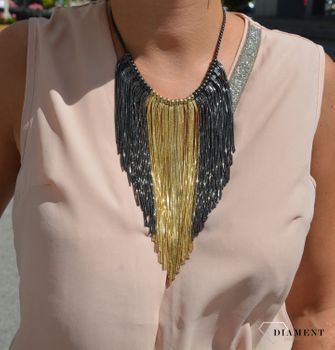Naszyjnik damski w złoto czarnej kolorystyce DIA-NSZ-0170-MET ✅ Nowoczesny naszyjnik damski, który jest bardzo wyrazistą formą biżuterii (1).JPG
