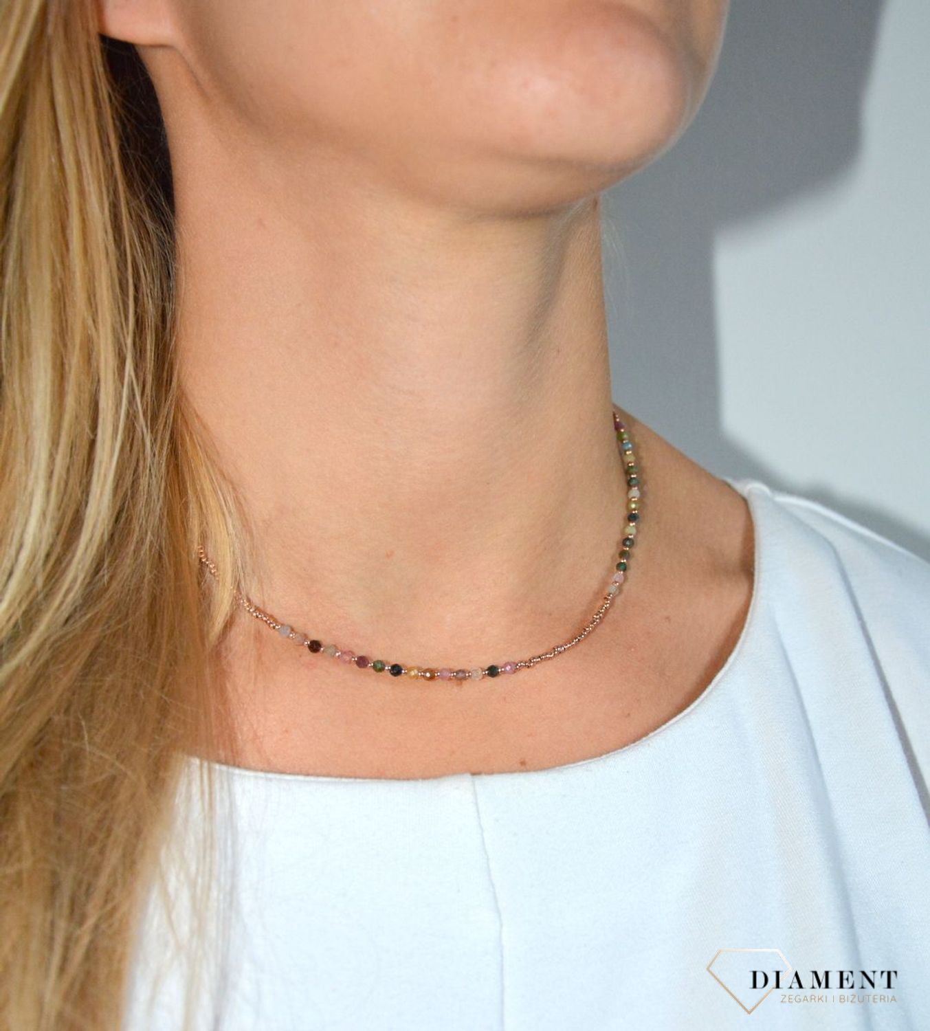 Naszyjnik damski różowe złoto z kolorową cyrkonią.jpg