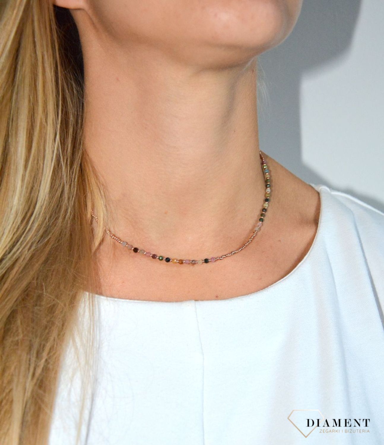 Naszyjnik damski różowe złoto z kolorową cyrkonią.jpg