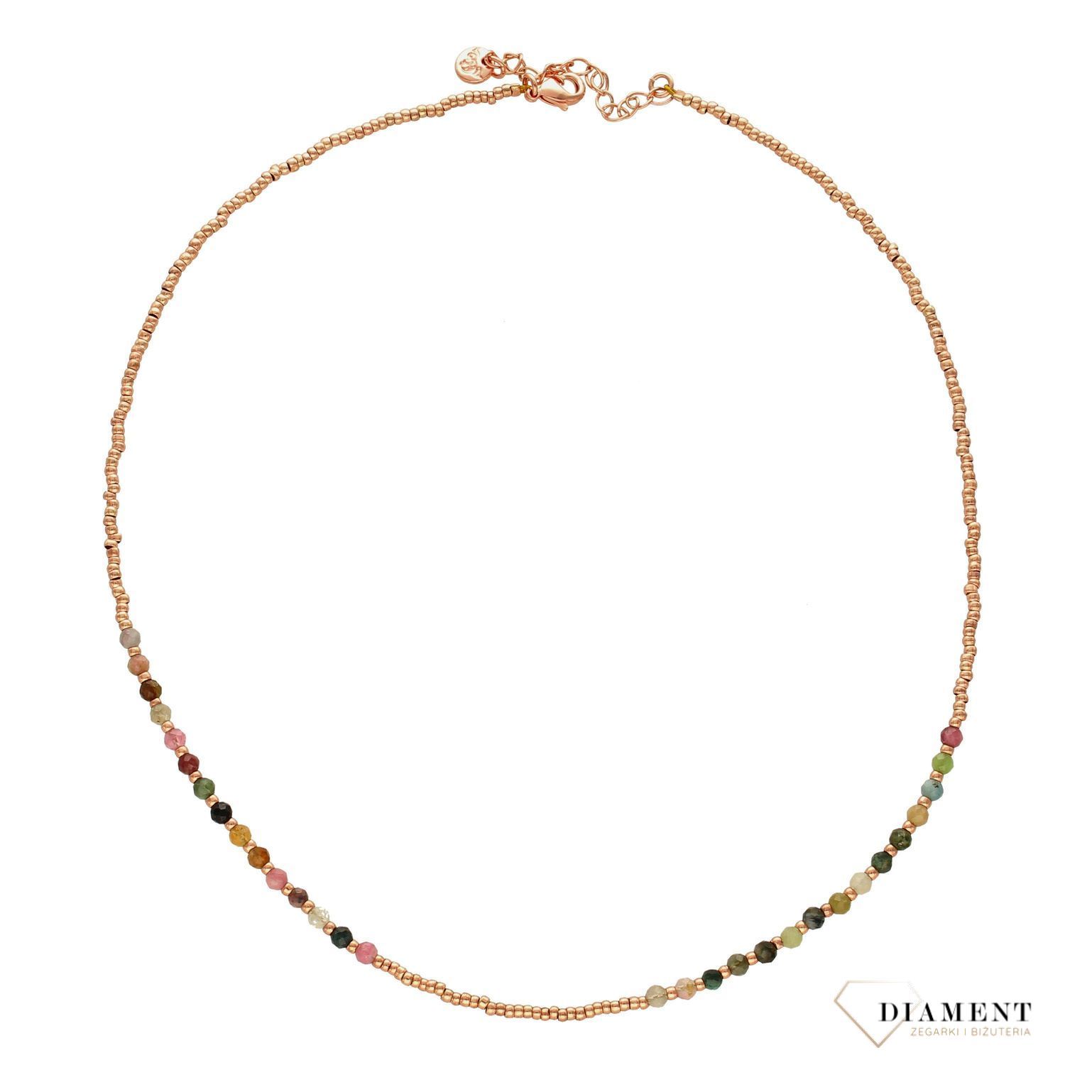 Naszyjnik damski różowe złoto z kolorową cyrkonią.jpg