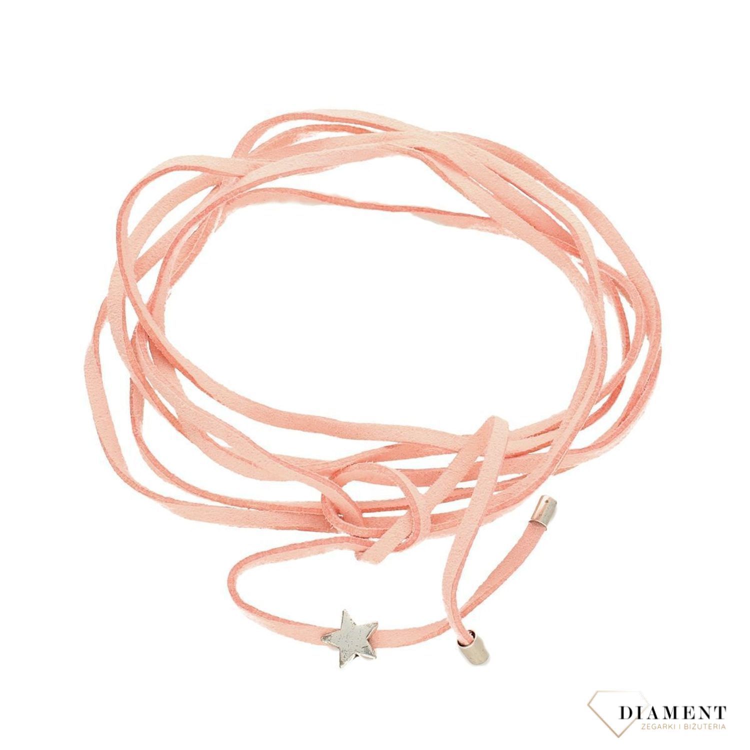 Naszyjnik choker różowy rzemyk z gwiazdką DIA-NSZ-0276-INNE (1).jpg