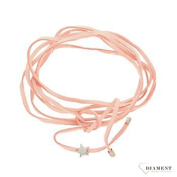 Naszyjnik choker różowy rzemyk z gwiazdką DIA-NSZ-0276-INNE (1).jpg
