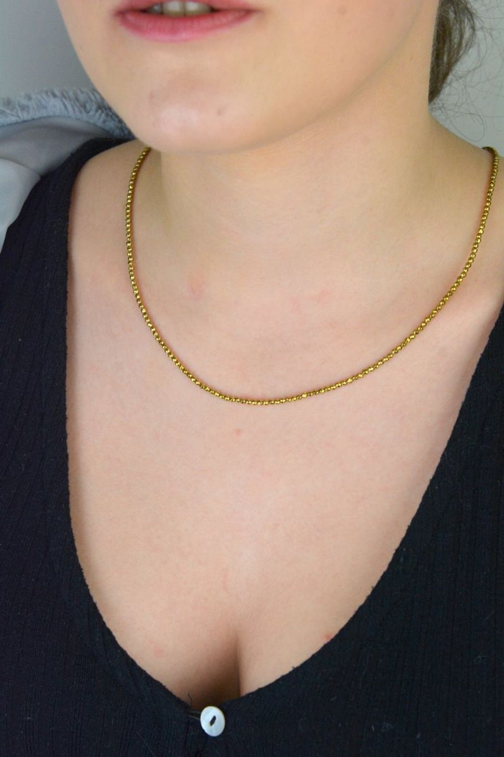 Srebrny naszyjnik 925 z hematytem tytanowym – 42 cm  Elegancka biżuteria.jpg