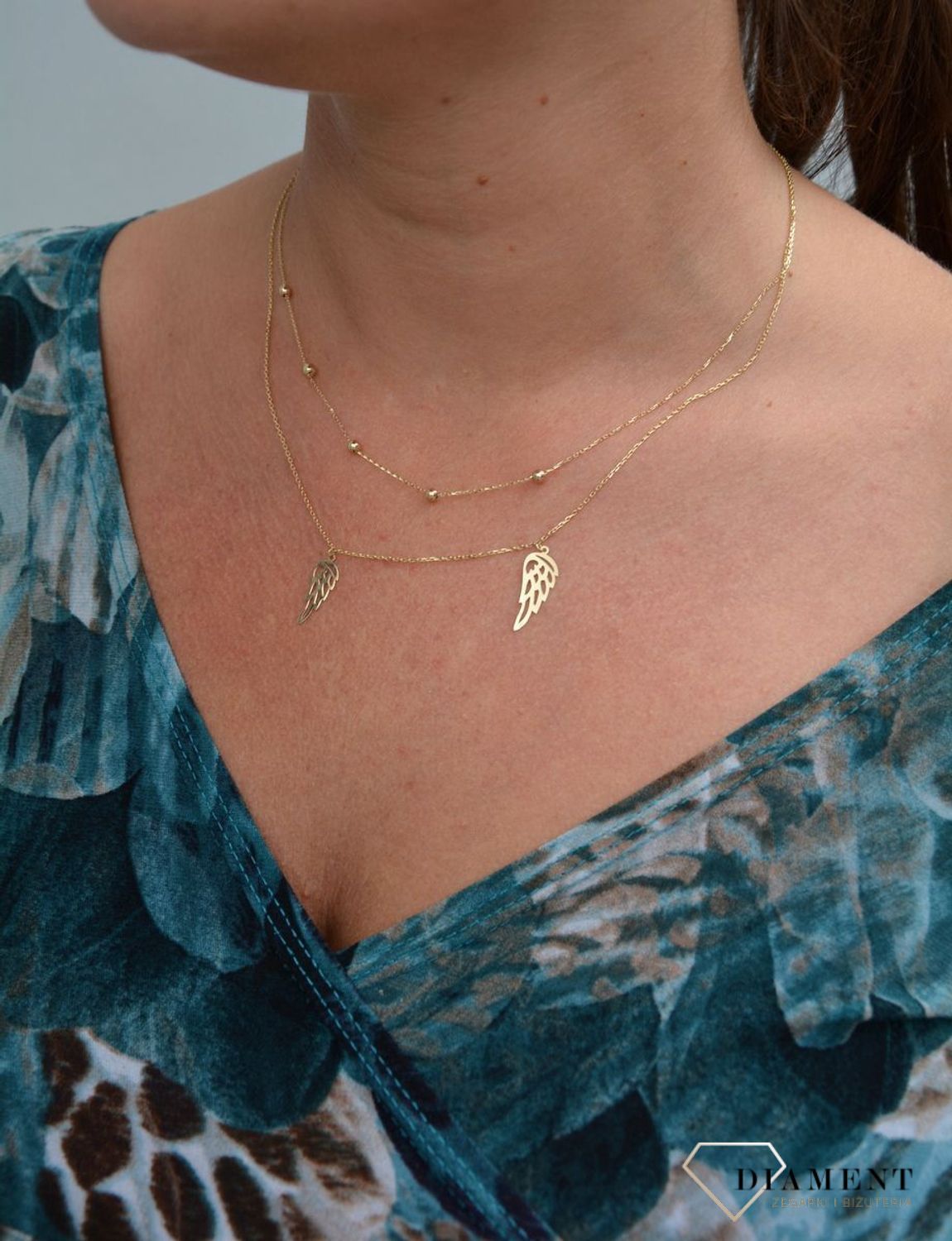 Złoty naszyjnik 585 'pięć drobnych kuleczek' DIA-NSZ-0407-585.jpg