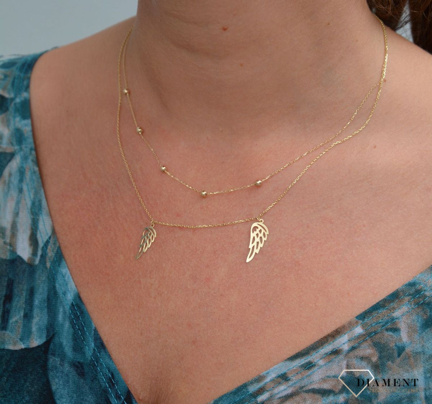 Złoty naszyjnik 585 'pięć drobnych kuleczek' DIA-NSZ-0407-585.jpg