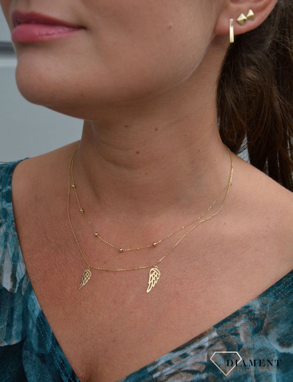 Złoty naszyjnik 585 'pięć drobnych kuleczek' DIA-NSZ-0407-585.jpg