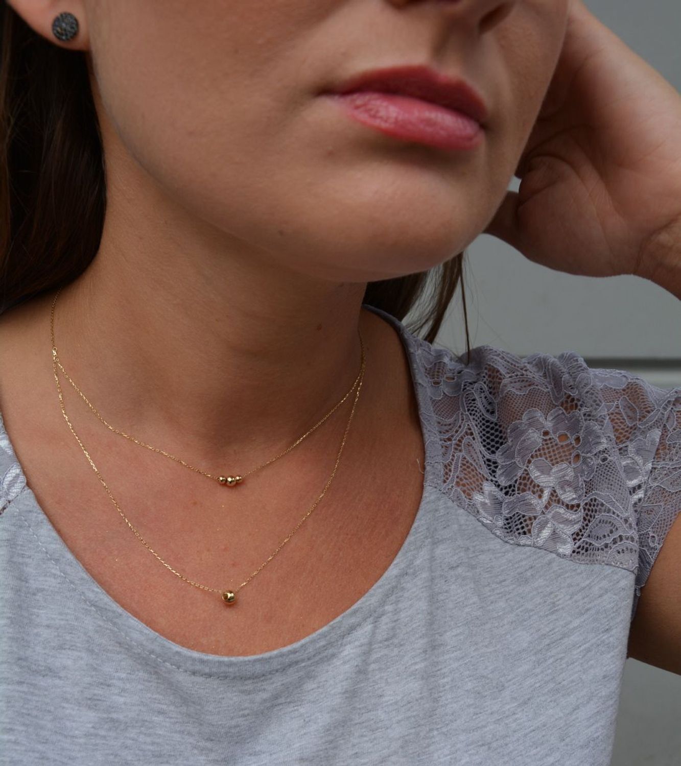 Złoty naszyjnik celebrytka 585 podwójny łańcuszek z kuleczkami DIA-NSZ-0408-585.jpg