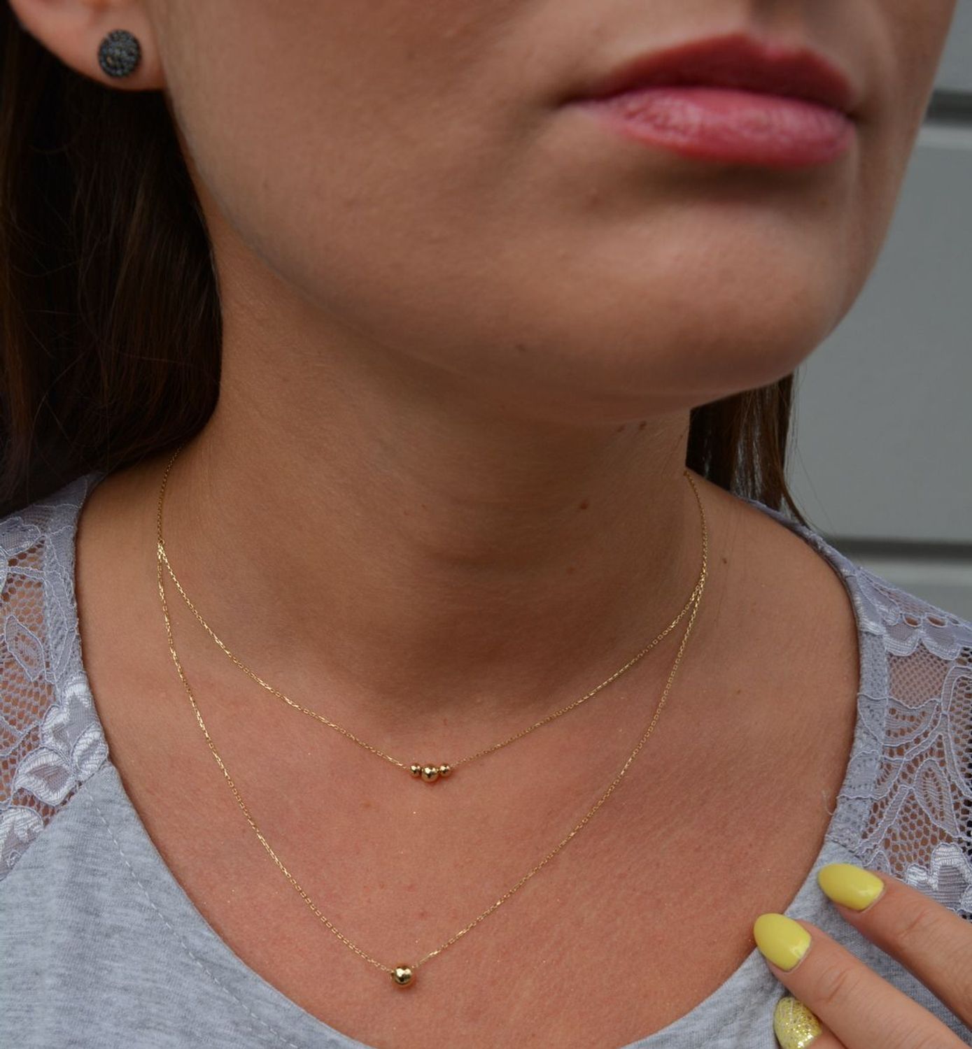 Złoty naszyjnik celebrytka 585 podwójny łańcuszek z kuleczkami DIA-NSZ-0408-585.jpg