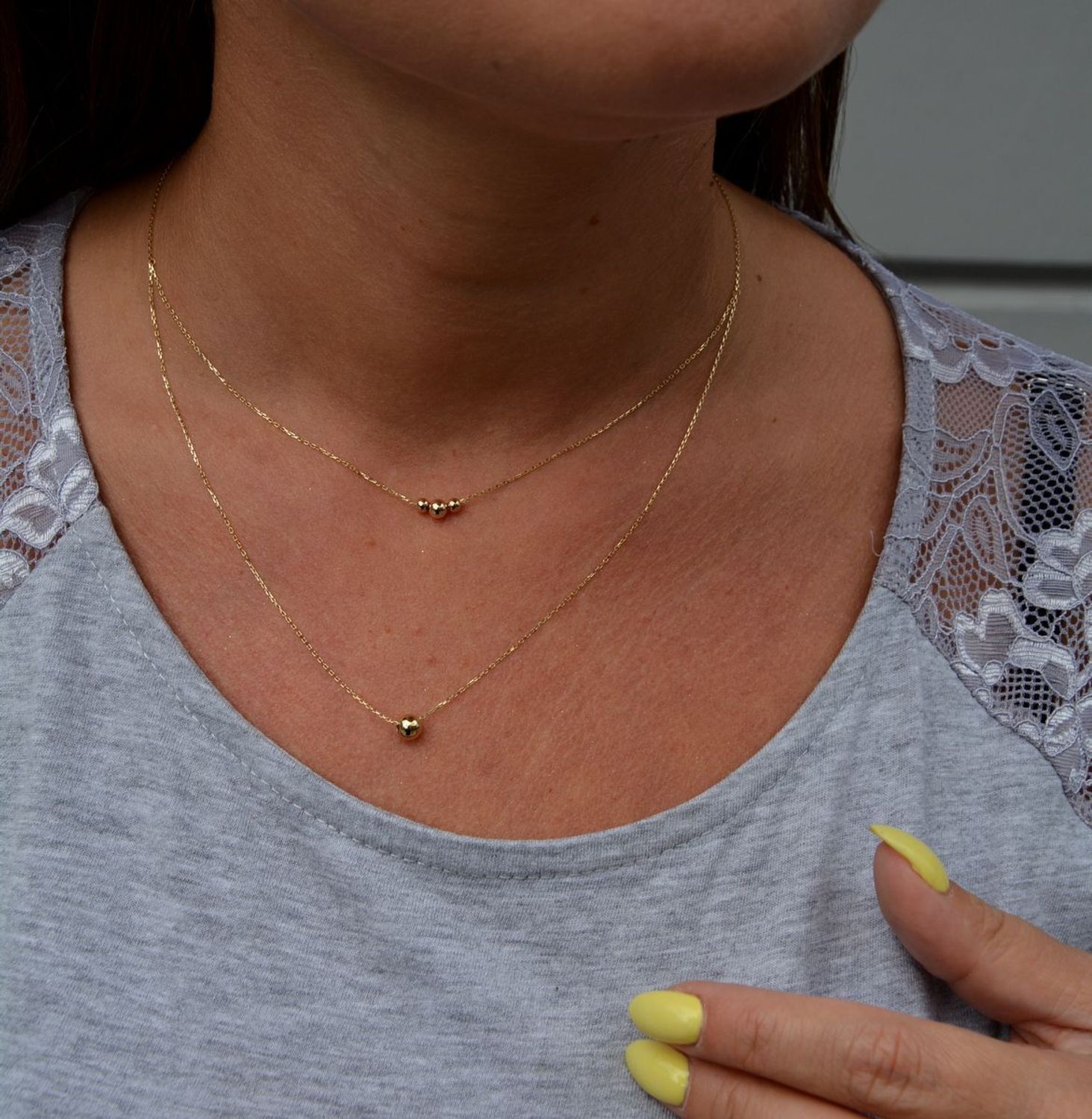 Złoty naszyjnik celebrytka 585 podwójny łańcuszek z kuleczkami DIA-NSZ-0408-585.jpg