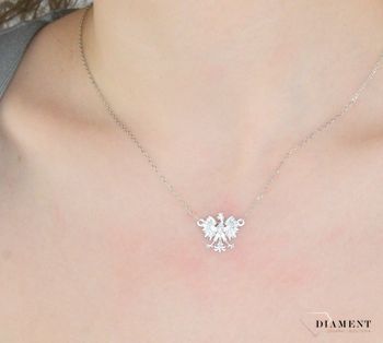 Naszyjnik srebrny damski 925 'Godło Polski' orzełek DIA-NSZ-0485-925 ✅ Naszyjnik celebrytka z zawieszką w kształcie orzełka 55.JPG