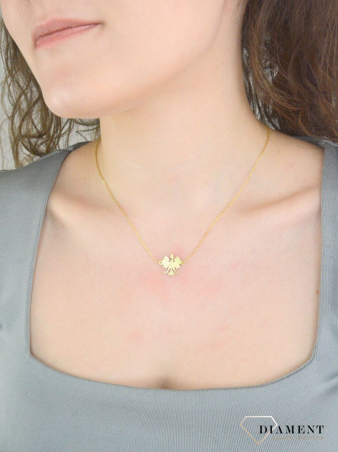 Naszyjnik damski celebrytka pozłacany orzełek.jpg