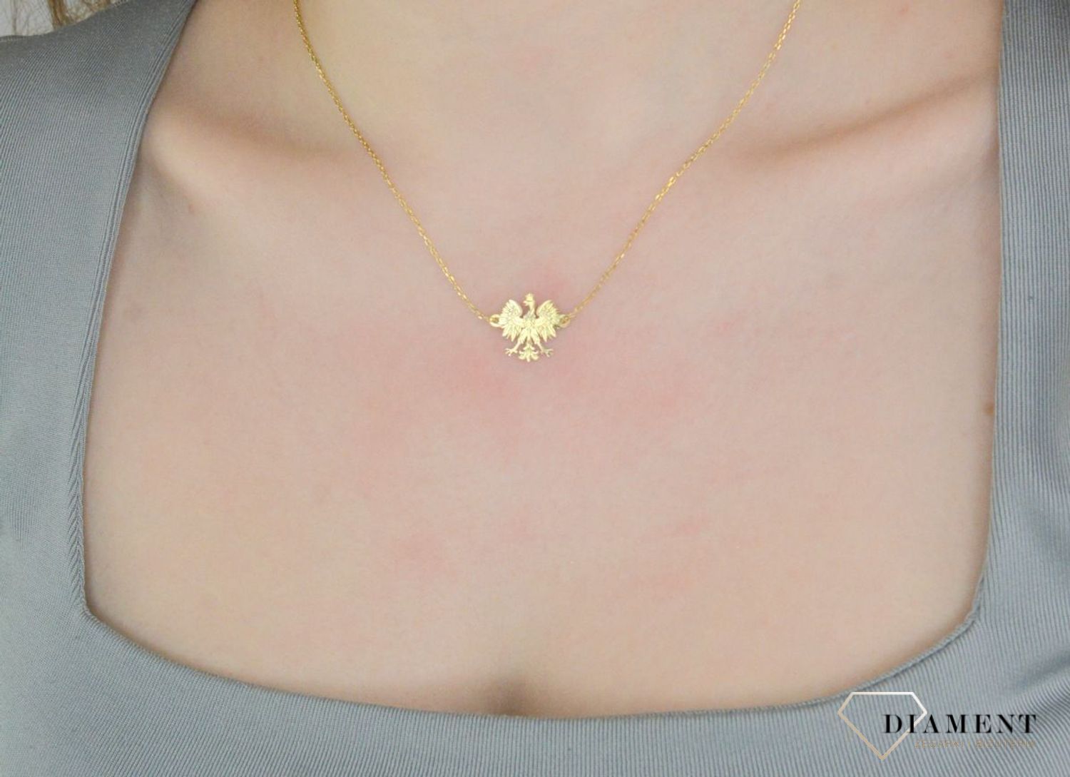 Naszyjnik damski celebrytka pozłacany orzełek.jpg