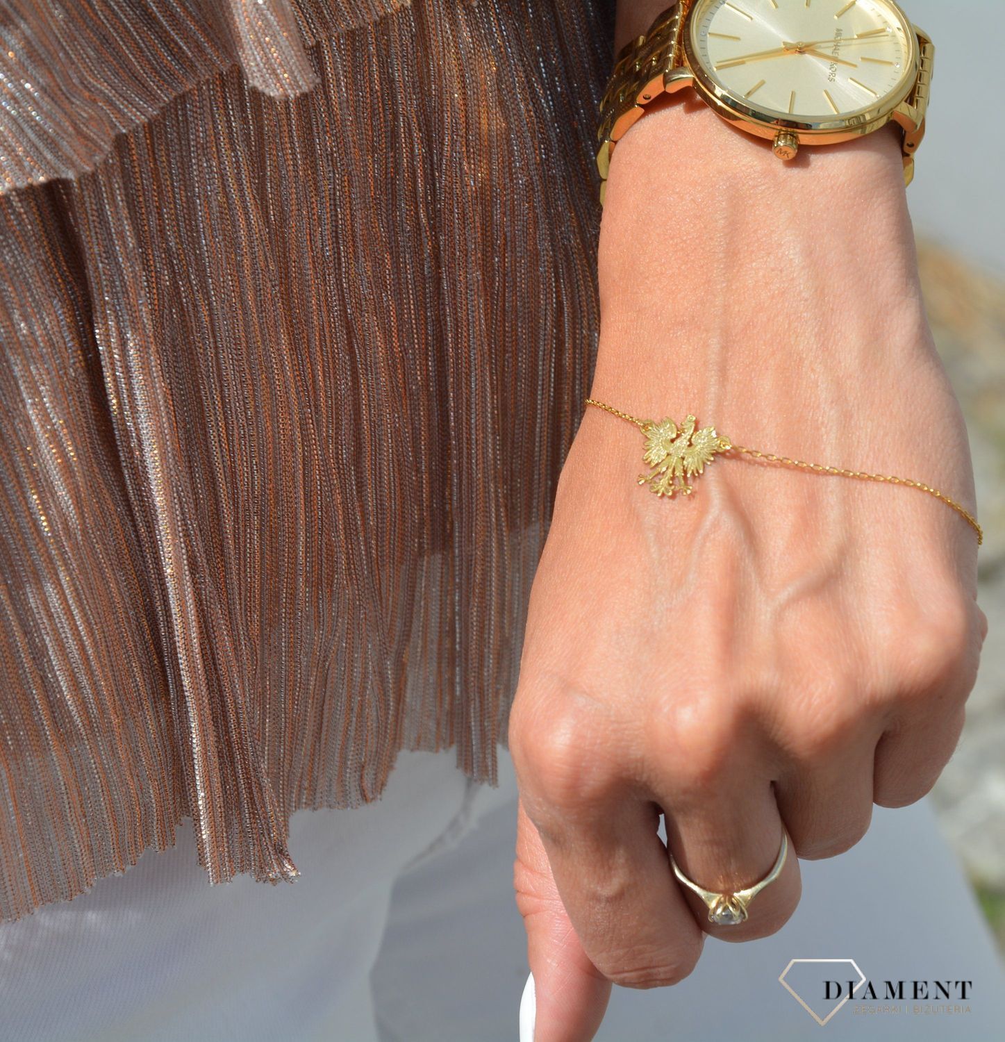 Naszyjnik damski celebrytka pozłacany orzełek.jpg