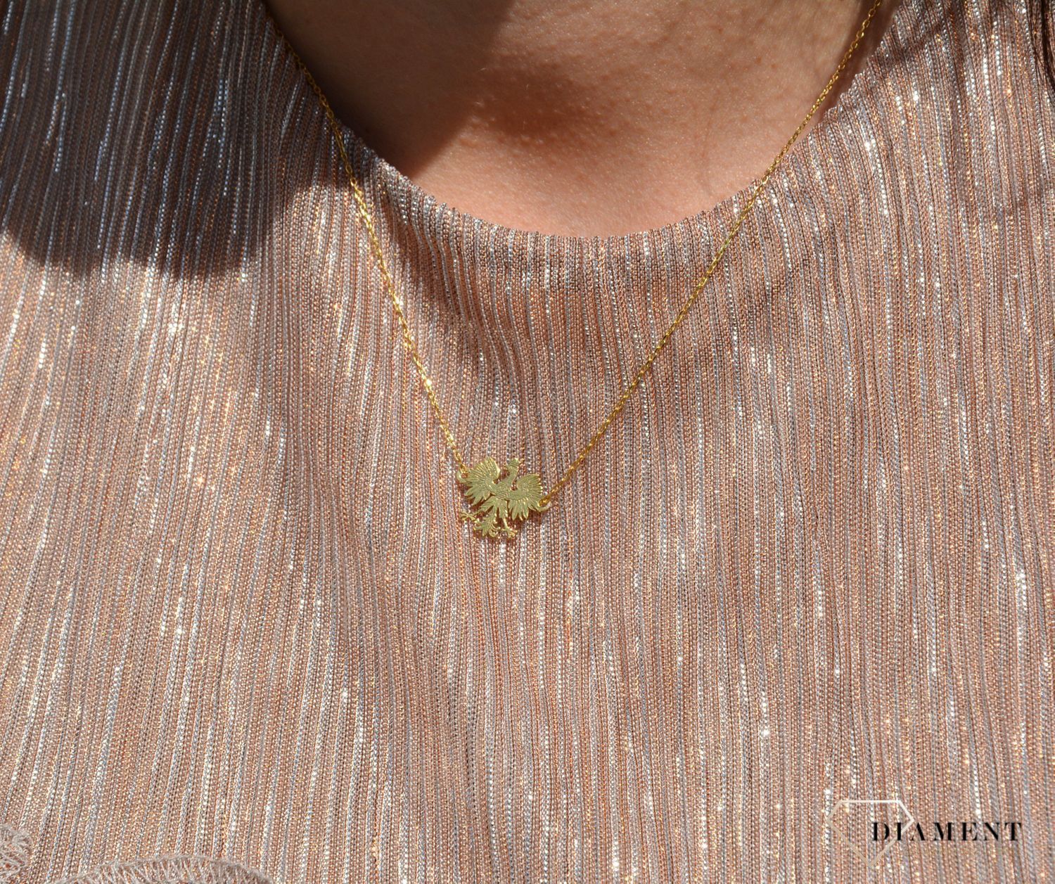 Naszyjnik damski celebrytka pozłacany orzełek.jpg