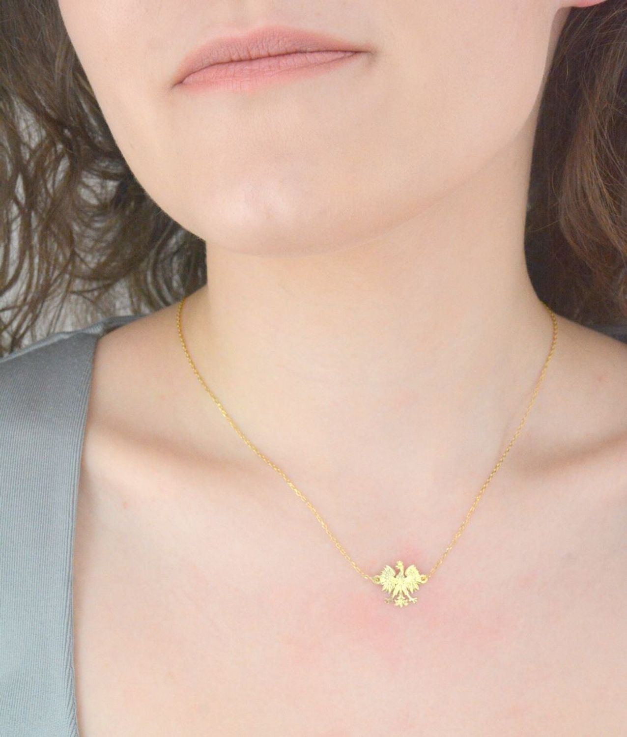 Naszyjnik damski celebrytka pozłacany orzełek.jpg