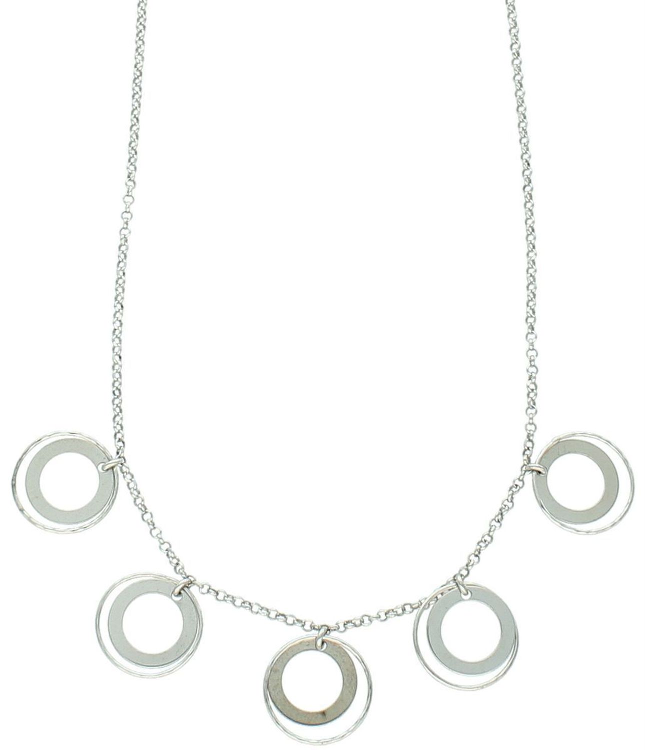 Naszyjnik damski srebrny 925 DIA-NSZ-0707-925 z wiszącymi otwartymi kółeczkami, długość 42+2 cm, waga 4,34 g. Delikatny i elegancki dodatek na każdą okazję.1.jpg