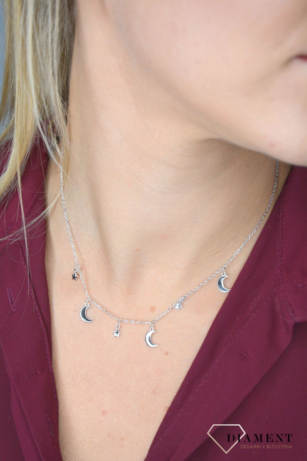 Naszyjnik srebrny celebrytka 'księżyce i gwiazdki' DIA-NSZ-0708-925.jpg