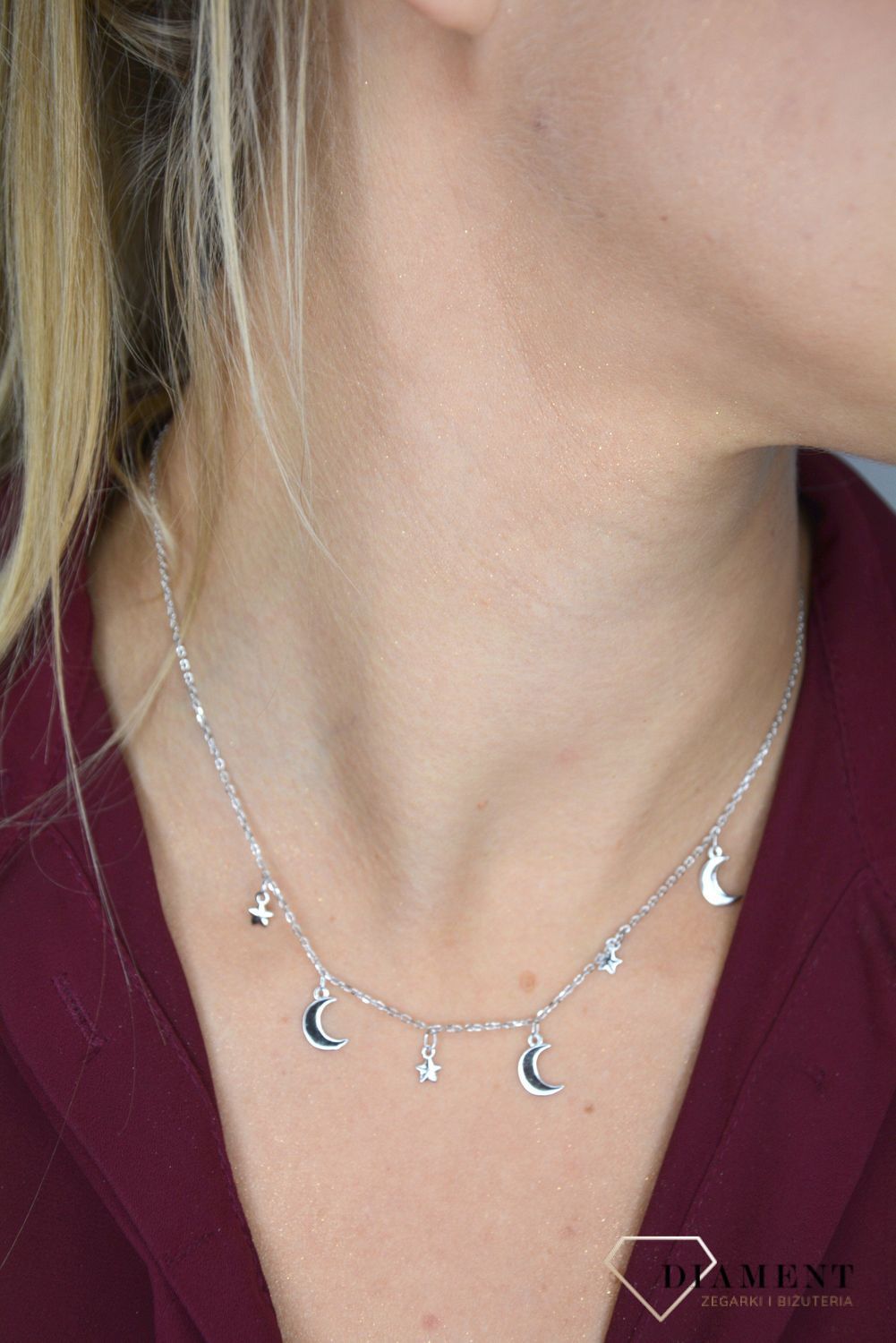 Naszyjnik srebrny celebrytka 'księżyce i gwiazdki' DIA-NSZ-0708-925.jpg