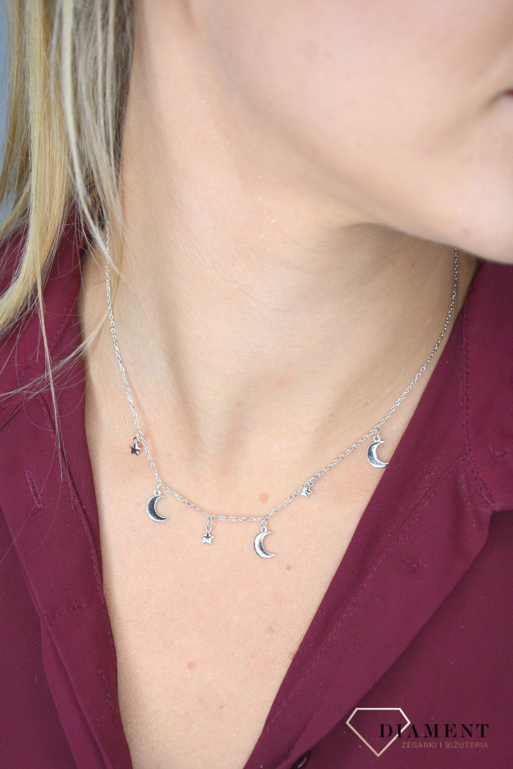 Naszyjnik srebrny celebrytka 'księżyce i gwiazdki' DIA-NSZ-0708-925.jpg