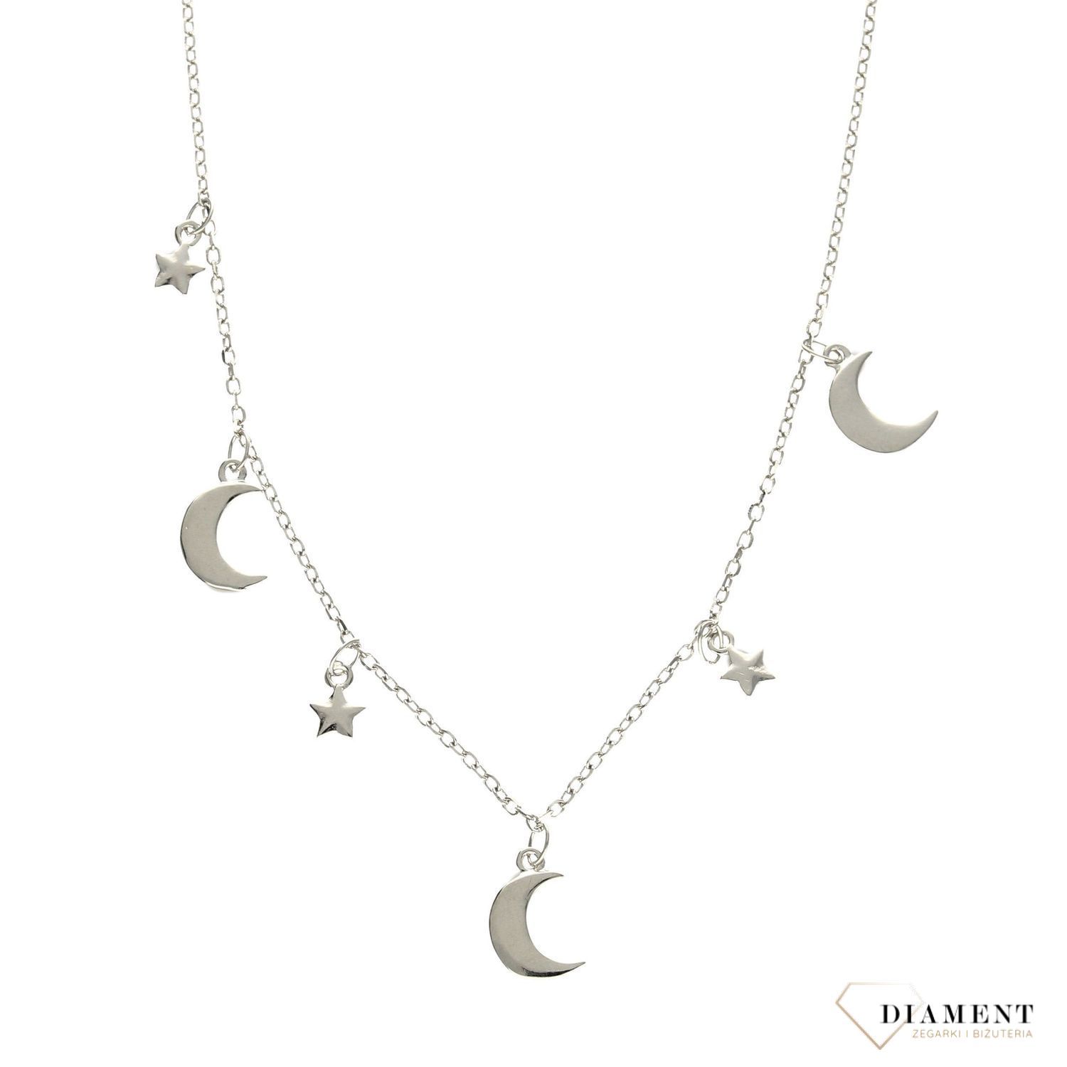 Naszyjnik srebrny celebrytka 'księżyce i gwiazdki' DIA-NSZ-0708-925.jpg
