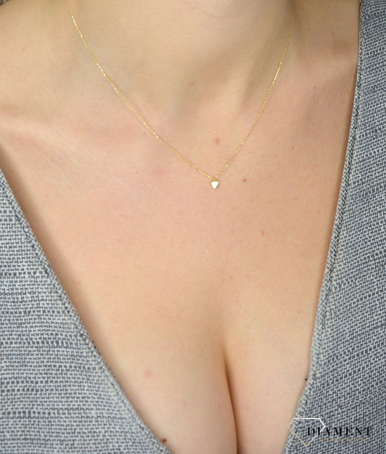 Złoty naszyjnik celebrytka 585 Malutkie serduszko DIA-NSZ-1008K-585.jpg