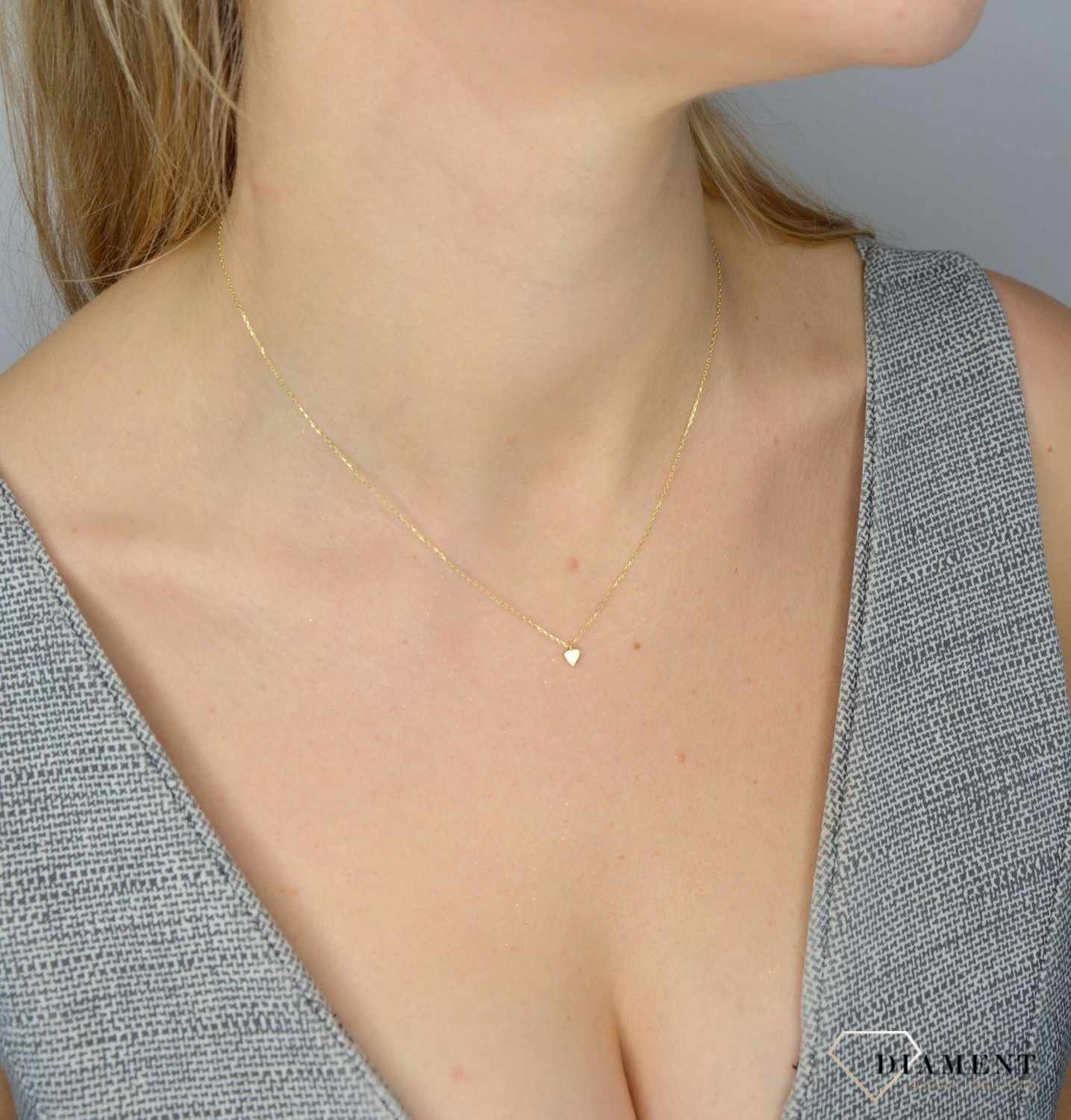 Złoty naszyjnik celebrytka 585 Malutkie serduszko DIA-NSZ-1008K-585.jpg