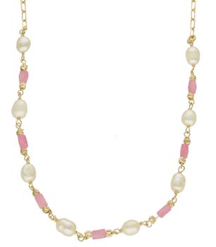 Srebrny naszyjnik damski celebrytka z różowymi koralikami i perłami (1).jpg