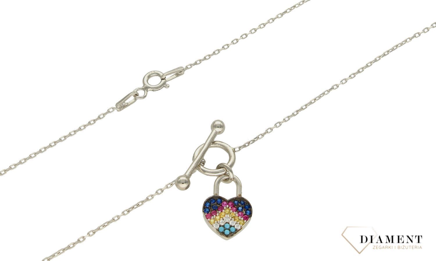 Srebrny naszyjnik damski celebrytka kolorowe serduszko DIA-NSZ-10357-925. Naszyjnik srebrny damski. Naszyjnik srebrny z sercem. Srebrny naszyjnik celebrytka z cyrkoniami. Naszyjnik celebrytka idealny na prezent (1).jpg