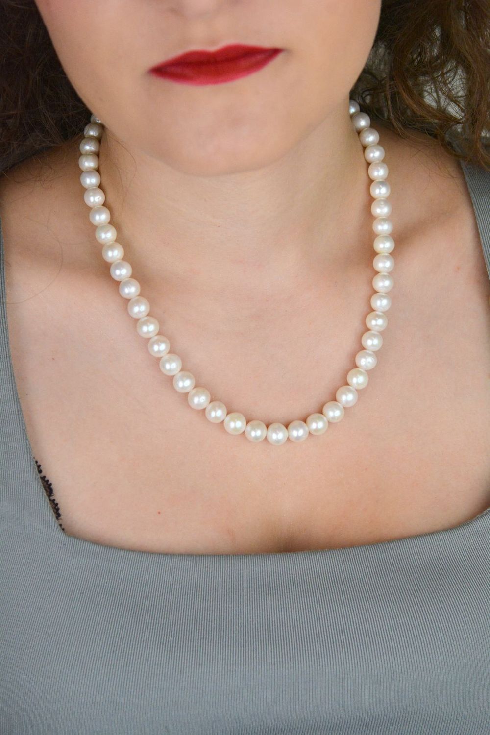 Naszyjnik z naturalnych białych pereł 9 mm  Srebro 925  Długość 45+4 cm (1).jpg