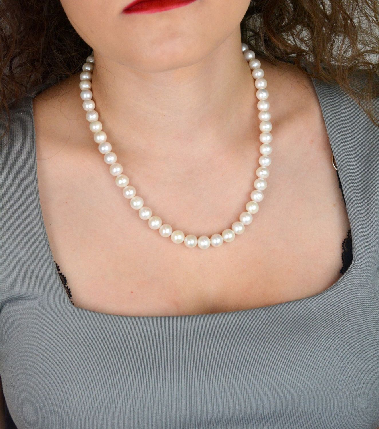 Naszyjnik z naturalnych białych pereł 9 mm  Srebro 925  Długość 45+4 cm (1).jpg