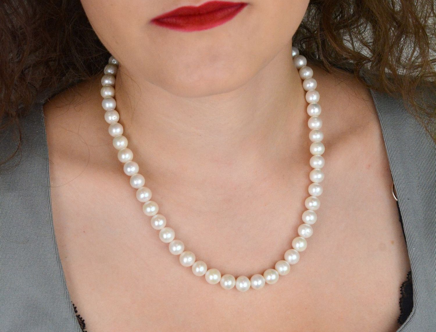 Naszyjnik z naturalnych białych pereł 9 mm  Srebro 925  Długość 45+4 cm (1).jpg