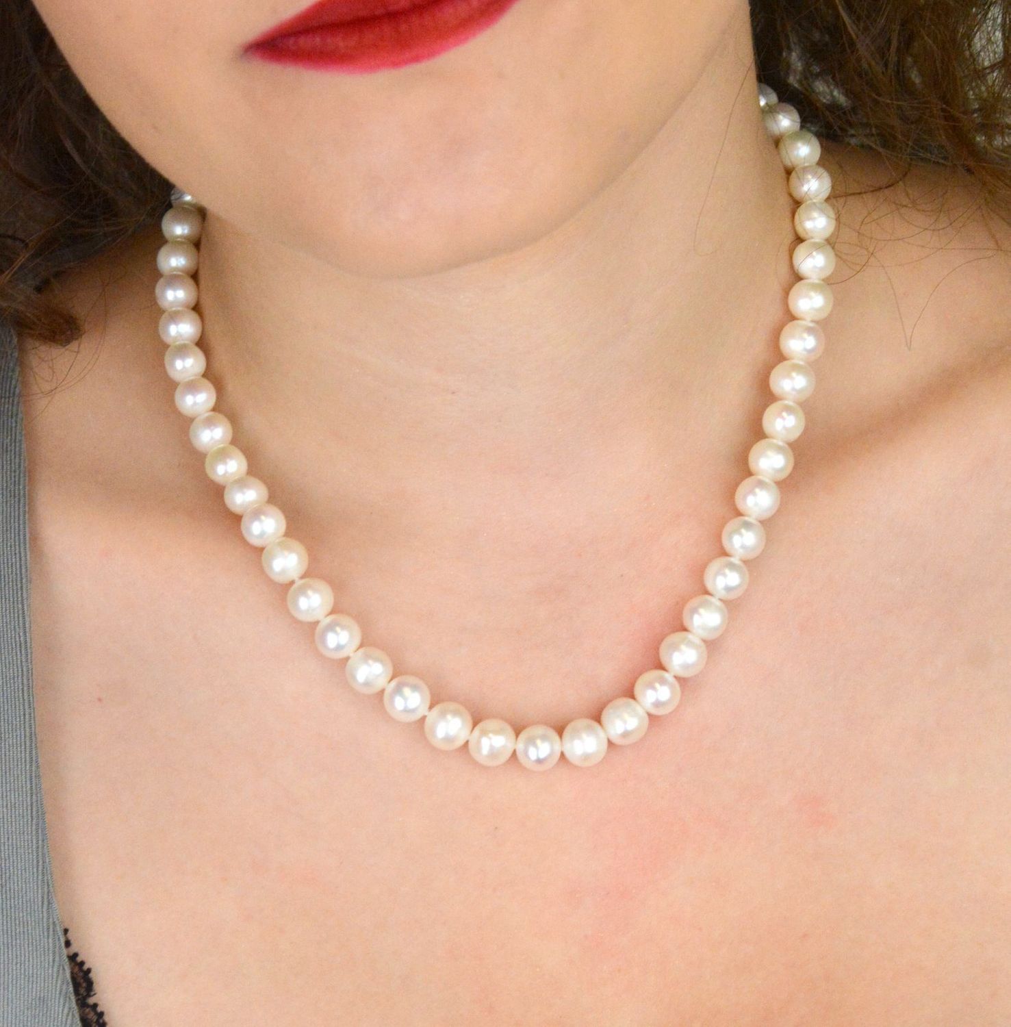 Naszyjnik z naturalnych białych pereł 9 mm  Srebro 925  Długość 48+4 cm (2).jpg