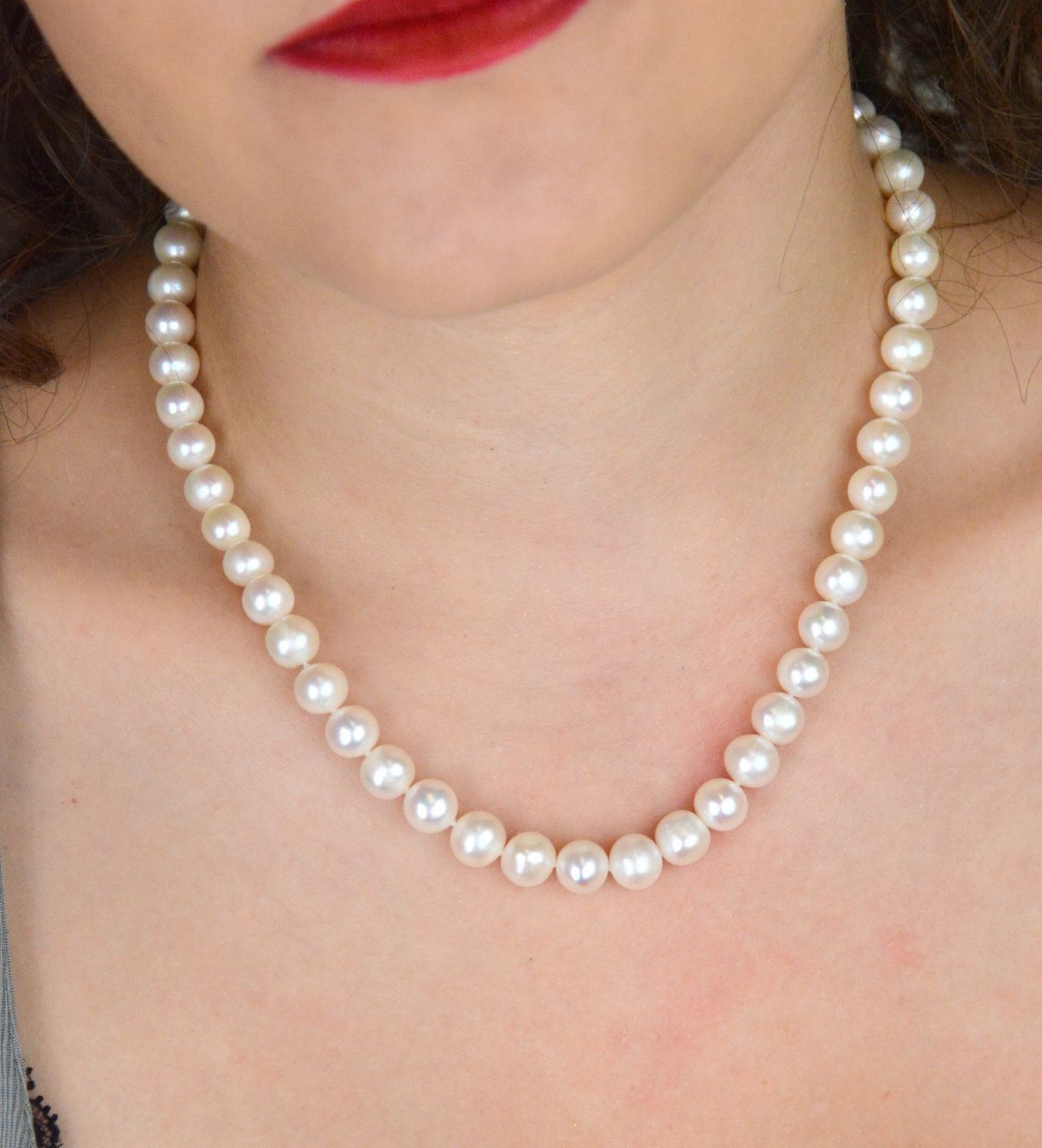 Naszyjnik z naturalnych białych pereł 9 mm  Srebro 925  Długość 48+4 cm (2).jpg