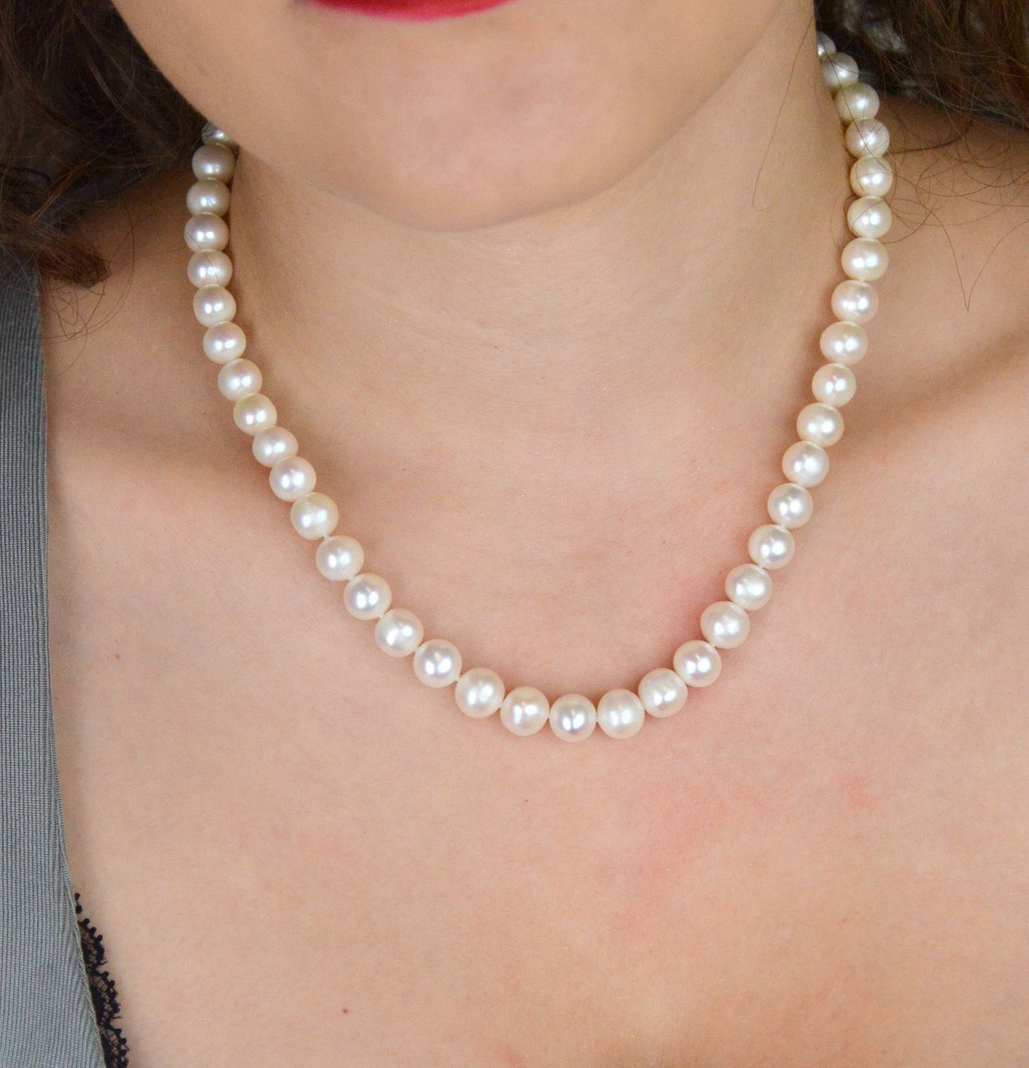 Naszyjnik z naturalnych białych pereł 9 mm  Srebro 925  Długość 48+4 cm (2).jpg