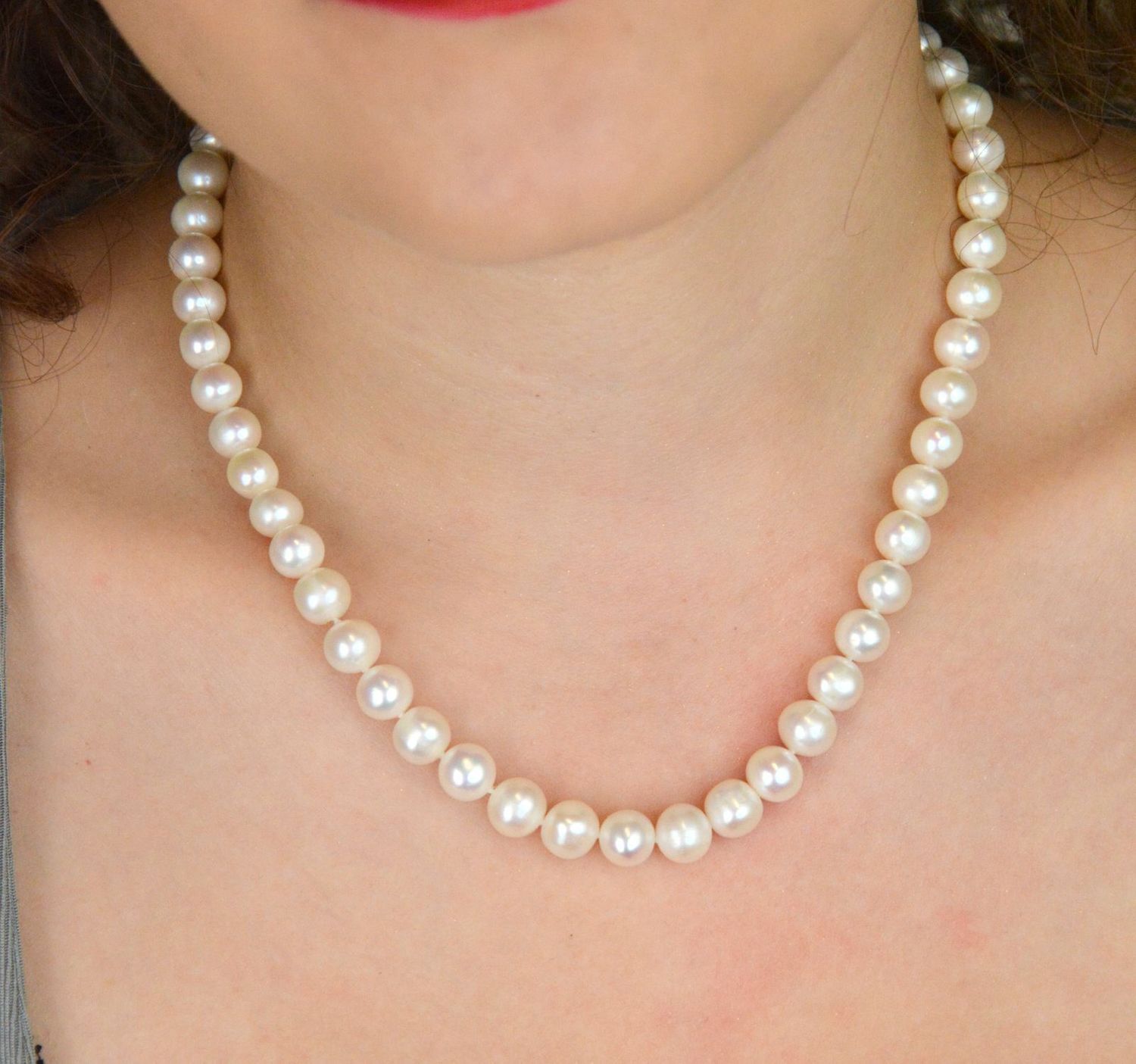 Naszyjnik z naturalnych białych pereł 9 mm  Srebro 925  Długość 48+4 cm (2).jpg