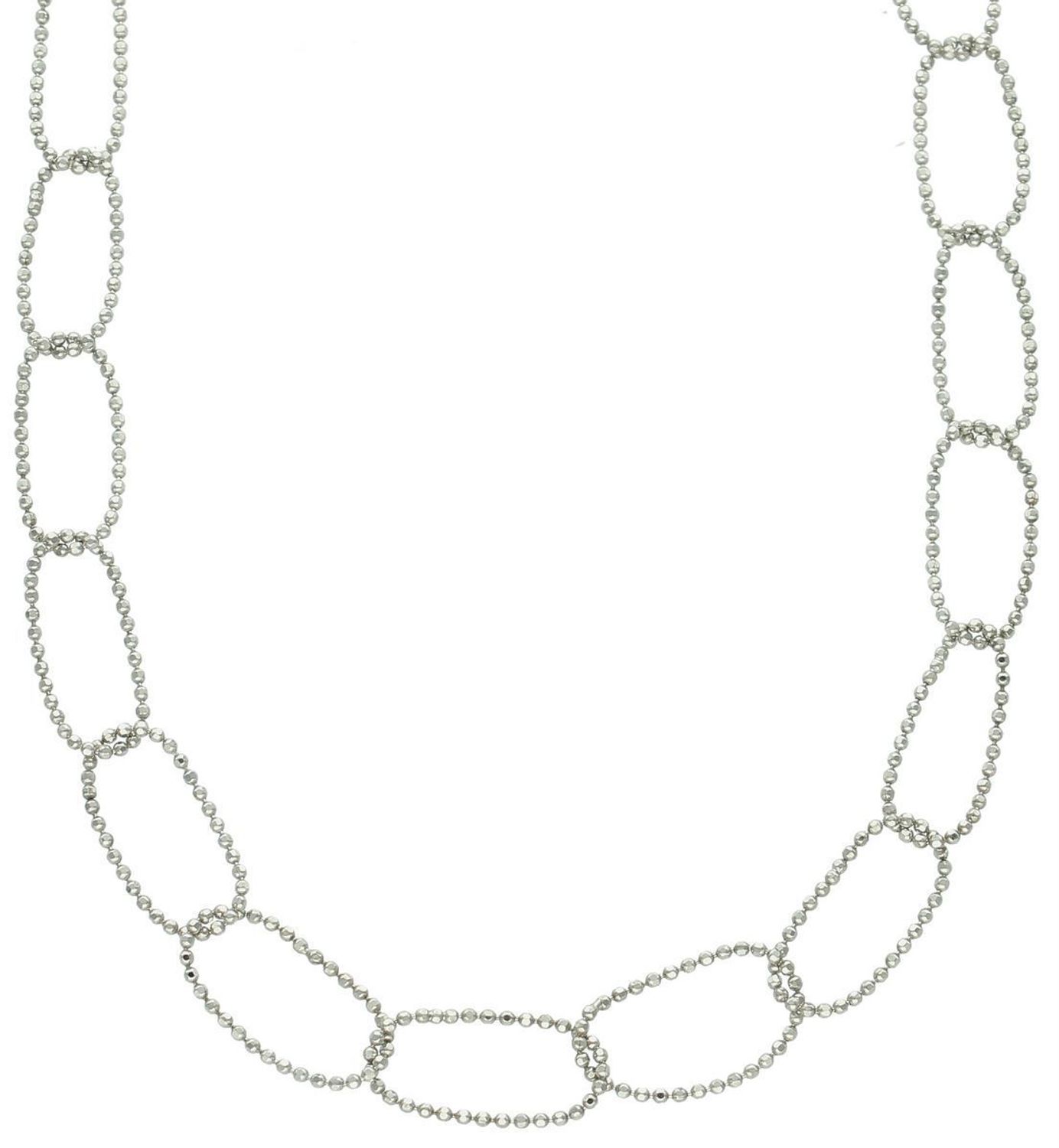 Damski naszyjnik srebrny DIA-NSZ-10808-925 z owalnymi oczkami z drobnych, błyszczących kuleczek. Próba 925, długość 40+3 cm, waga 3,70 g. Idealny do codziennych i eleganckich stylizacji.1.jpg