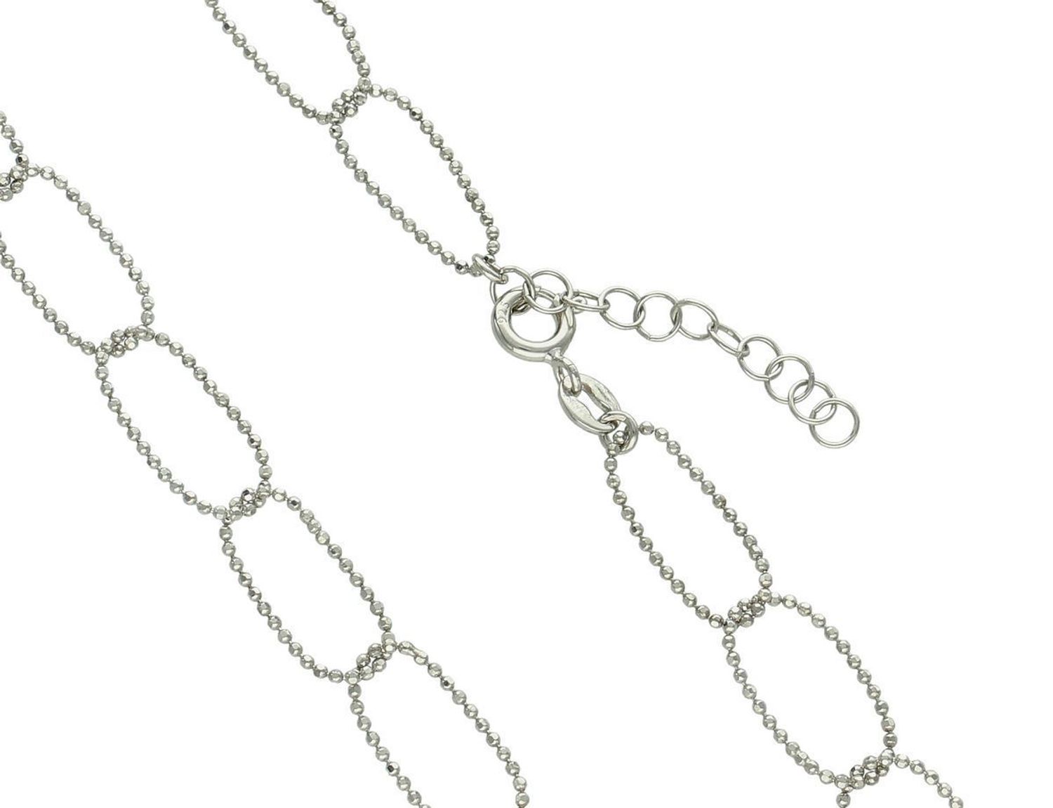 Damski naszyjnik srebrny DIA-NSZ-10808-925 z owalnymi oczkami z drobnych, błyszczących kuleczek. Próba 925, długość 40+3 cm, waga 3,70 g. Idealny do codziennych i eleganckich stylizacji.1.jpg