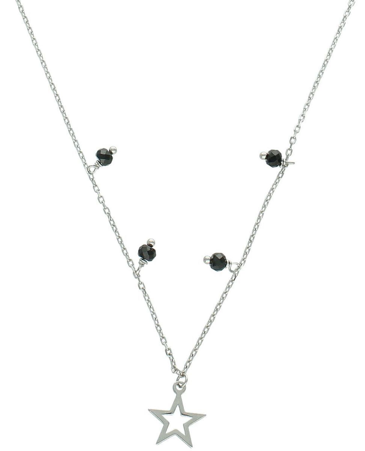 Naszyjnik celebrytka srebrny 925 z wiszącą gwiazdką i czarnymi kamieniami. Długość 42 + 2 cm, waga 1,80 g. Idealny dodatek do codziennych i eleganckich stylizacji.1.jpg