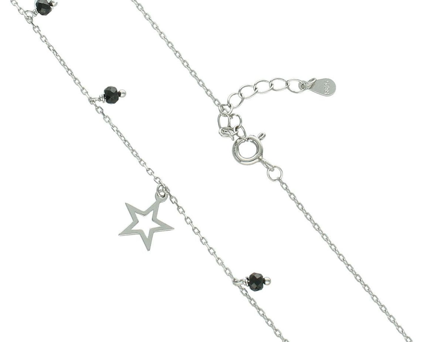 Naszyjnik celebrytka srebrny 925 z wiszącą gwiazdką i czarnymi kamieniami. Długość 42 + 2 cm, waga 1,80 g. Idealny dodatek do codziennych i eleganckich stylizacji.1.jpg
