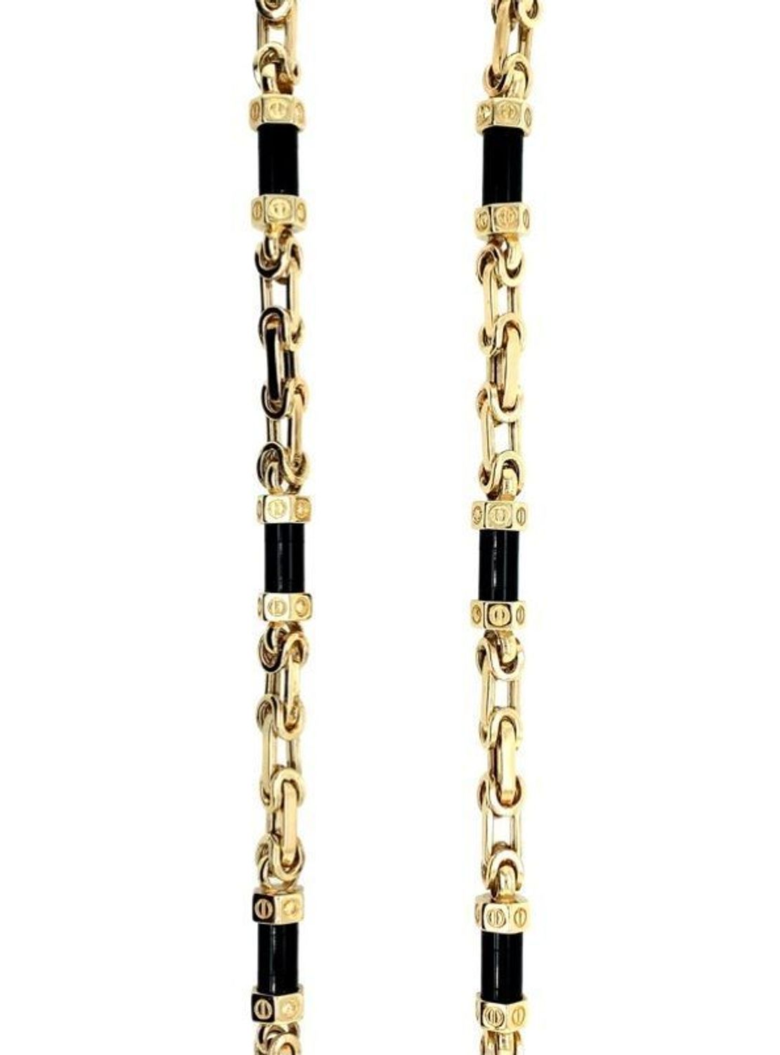 Złoty naszyjnik grube ogniwa królewski z onyksem Szanel DIA-NSZ-10995-585. Naszyjnik o długości 60 cm z gwoździem Chanel.jpg