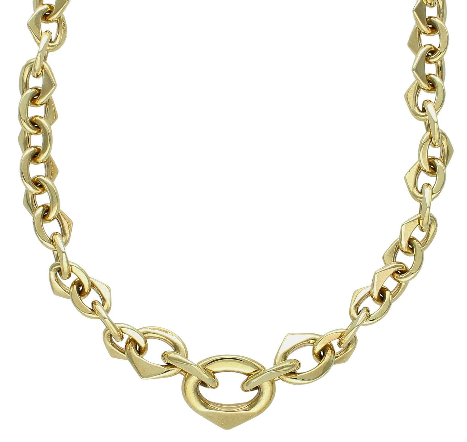 Naszyjnik złoty duże ogniwa pr 585, DIA-NSZ-10996-585 Efektowny naszyjnik wykonany z najwyższej jakości złota próby 585. Łańcuszek z geometrycznym wzorem o  grubych ogniwach1.jpg