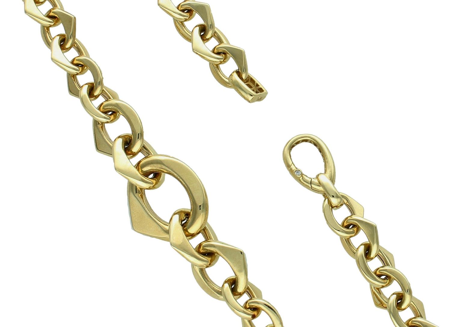 Naszyjnik złoty duże ogniwa pr 585, DIA-NSZ-10996-585 Efektowny naszyjnik wykonany z najwyższej jakości złota próby 585. Łańcuszek z geometrycznym wzorem o  grubych ogniwach1.jpg