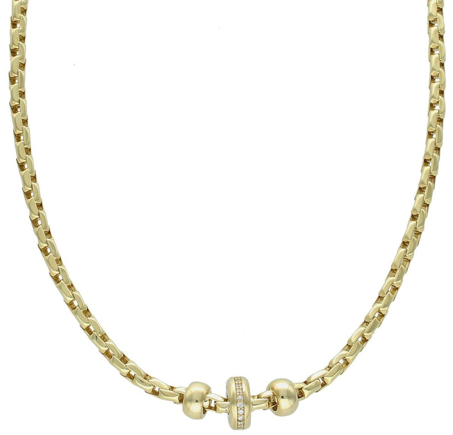 Bogata złota kolia duże ogniwa z charmsem złoto próba 585 DIA-NSZ-11003-585. Efektowny naszyjnik wykonany z najwyższej jakości złota próby 585.1.jpg