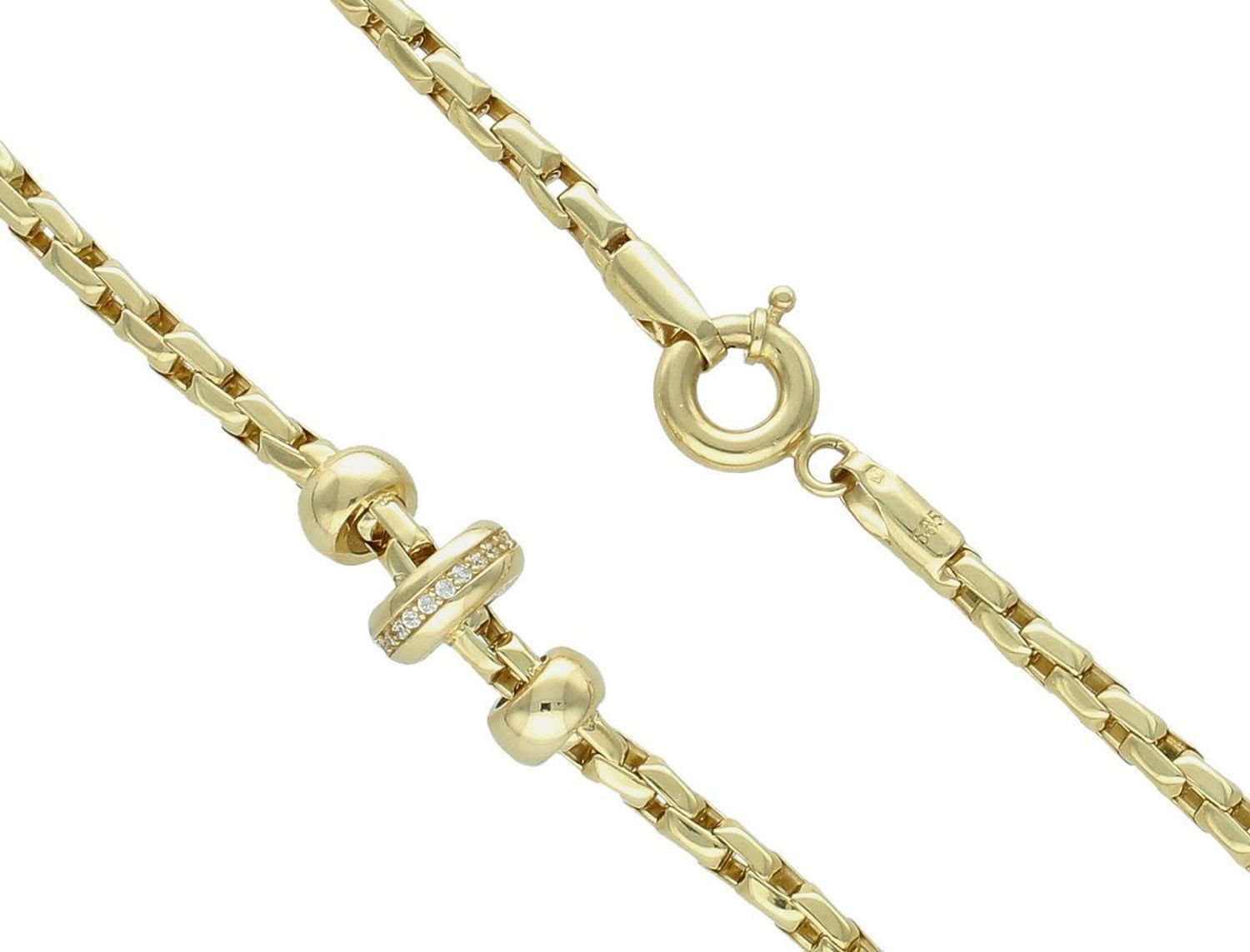 Bogata złota kolia duże ogniwa z charmsem złoto próba 585 DIA-NSZ-11003-585. Efektowny naszyjnik wykonany z najwyższej jakości złota próby 585.1.jpg